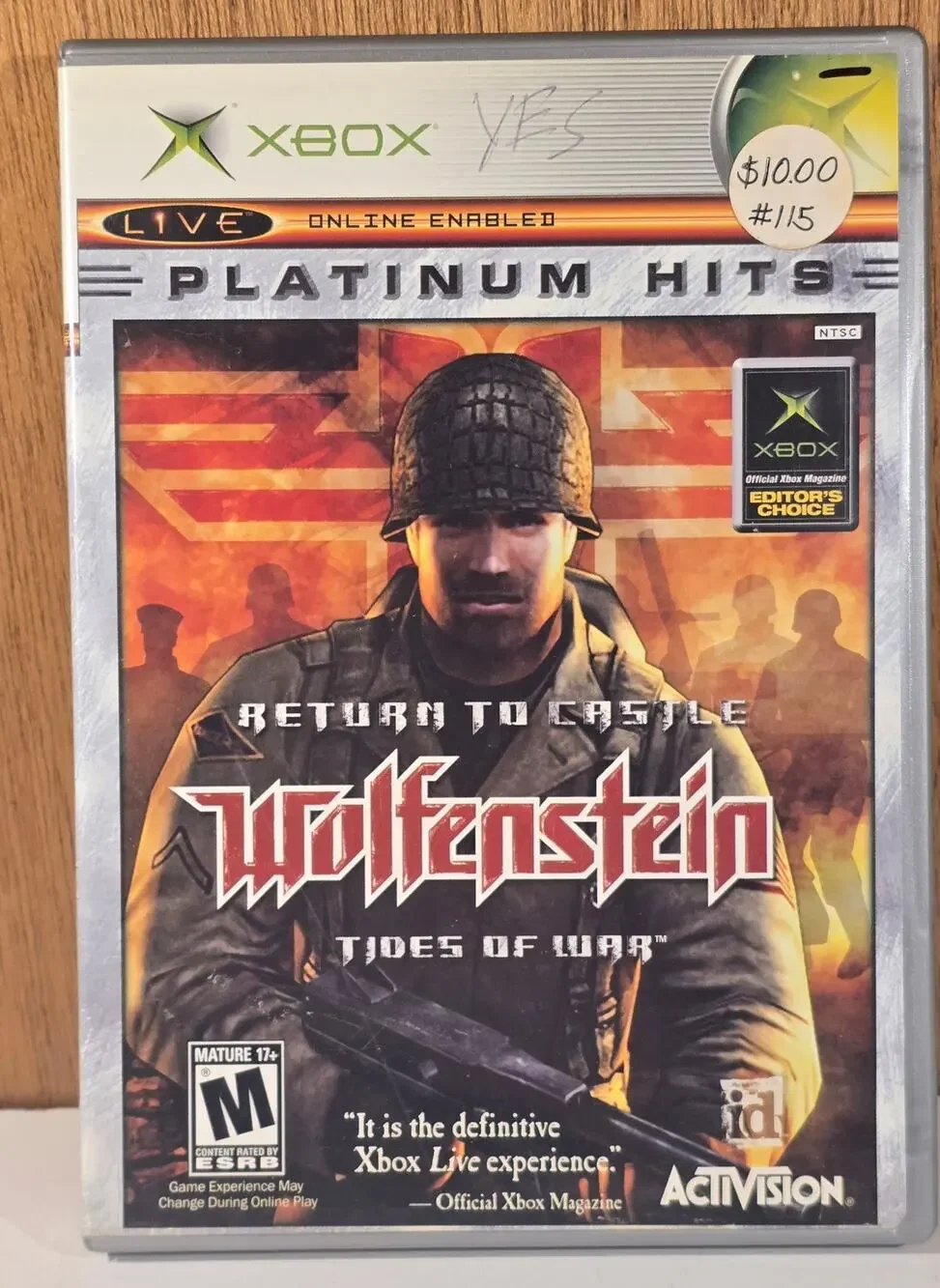 Wolfenstein Tides of War Platinum Hits Xbox CIB Complete